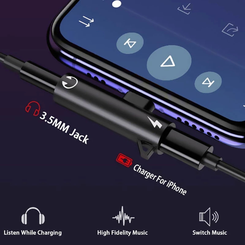 2 In1 Adapter Splitter For iPh - огляд і ціна Wired Earphone Lightning